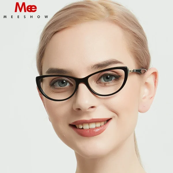 MEESHOW DESIGN Anti Blue Light Blocking Women Reading Glasses Cat Eyes eyeglasses CR-39 Resin Aspheric Glasses Lenses - Image 2