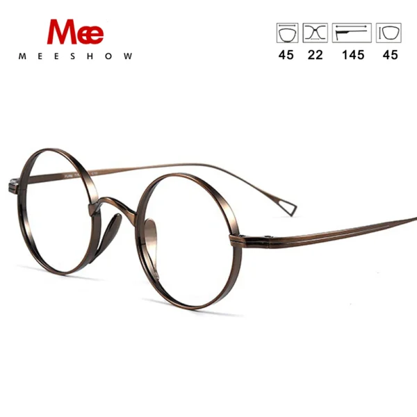 MEESHOW Brand Pure Titanium Women Glasses Frame Men Retro Round Prescription Eyeglasses Myopia 131mm Optical Hand Made 9818 - Image 4