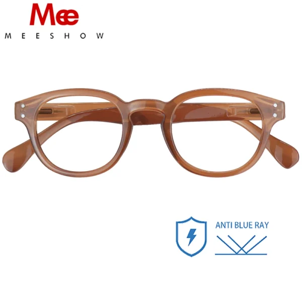 Meeshow Reading Glasses Men Women Bio Based Retro Fashion Eyeglasses computer protection Optical frame Mocha presbyopia 1513