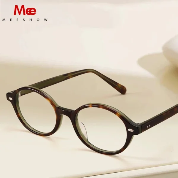 Meeshow Handmade Glasses Women's New Fashion Eyewear Tortoise Oval Optical Myopia Oculos Filter Blue Light Lenses Prescription