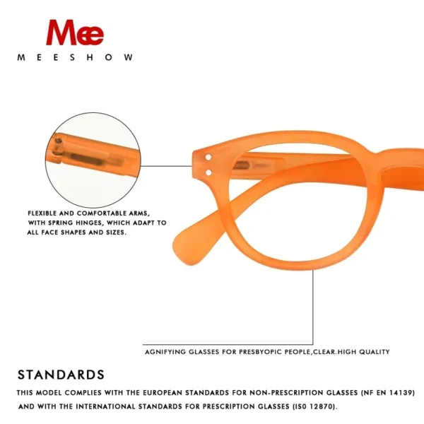 Meeshow New Honey Peach Reading Glasses Retro Europe Style Quality Men Women Eye Glasses With Flex Lesebrillen 1513 - Imagen 4