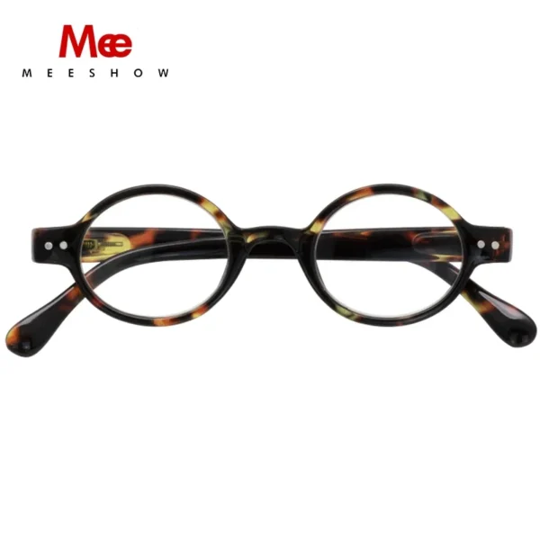 Meeshow 2024 Reading Glasses Circle Round Eyeglasses for Man Stylish Winter Presbyopia glasses protable reader +1.5 Eyewear 1730