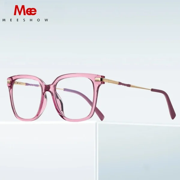 MEESHOW Brand Women's Reading Glasses Anti Blue Light Geometric Pink Frame Myopia Astigmatism Prescription Lenses Lady's 1729 - Image 2